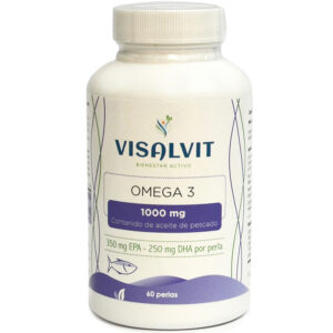 Bote de Visalvit Omega 3. Complemento alimenticio de 60 perlas de 1.000 mg.